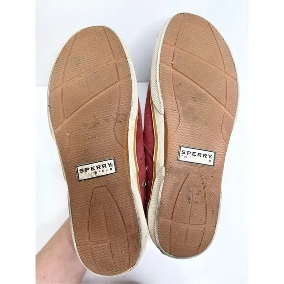 Sperry Sneakers Mens Size 9.5 Halyard Burgundy Corduroy Shoes