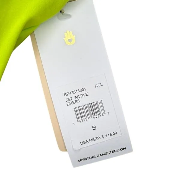 Spiritual Gangster Jet Active Dress S Neon Yellow Tennis/Golf Shorts/Pocket NWT