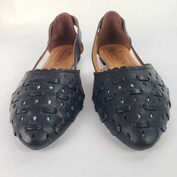 Spring Step Delorse Genuine Leather Slip-On Flat Shoes Black size 38