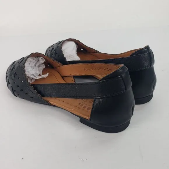 Spring Step Delorse Genuine Leather Slip-On Flat Shoes Black size 38
