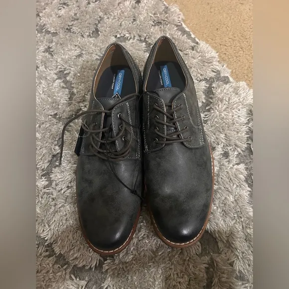 St Johns Bay Oliver Oxford Shoes Mens Size 11 Gray New Memory Foam Preppy Office