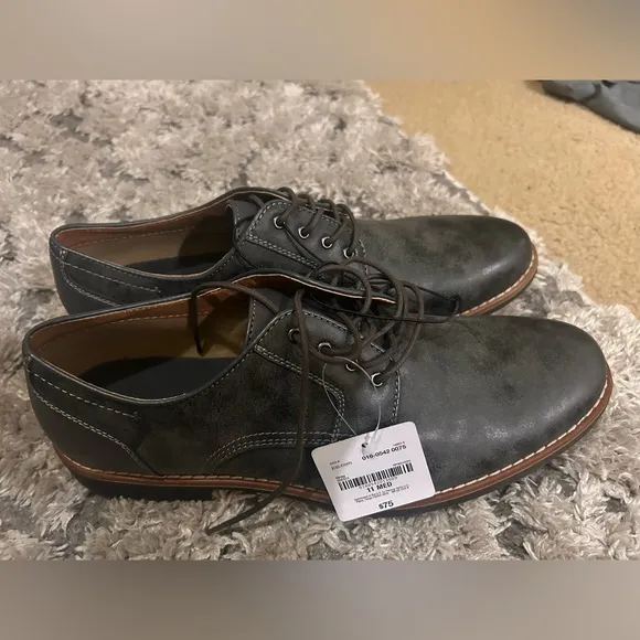 St Johns Bay Oliver Oxford Shoes Mens Size 11 Gray New Memory Foam Preppy Office