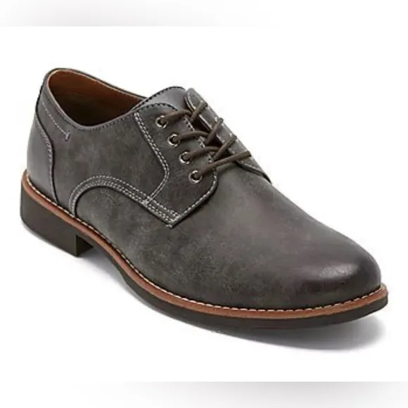 St Johns Bay Oliver Oxford Shoes Mens Size 11 Gray New Memory Foam Preppy Office