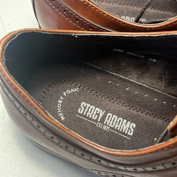 STACY ADAMS Dickinson Memory Foam Men’s Shoes Cognac Size 11