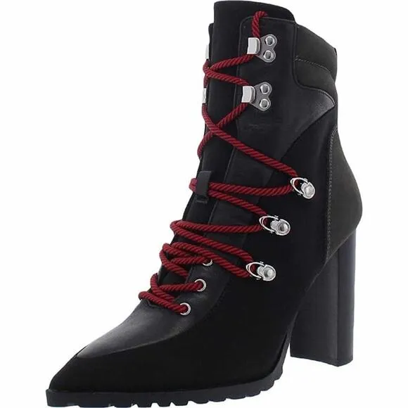 STEVE MADDEN KAREY ANKLE BOOTS BLACK SUEDE ZIP CLOSURE LACE-UPS 10 NWOB