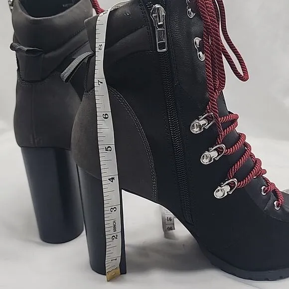 STEVE MADDEN KAREY ANKLE BOOTS BLACK SUEDE ZIP CLOSURE LACE-UPS 10 NWOB