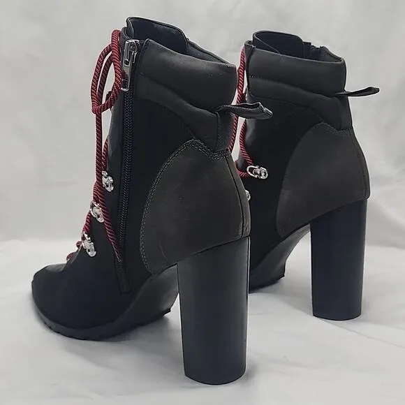 STEVE MADDEN KAREY ANKLE BOOTS BLACK SUEDE ZIP CLOSURE LACE-UPS 10 NWOB