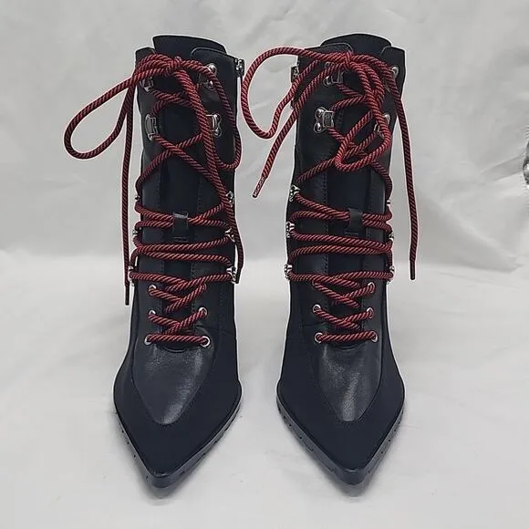 STEVE MADDEN KAREY ANKLE BOOTS BLACK SUEDE ZIP CLOSURE LACE-UPS 10 NWOB