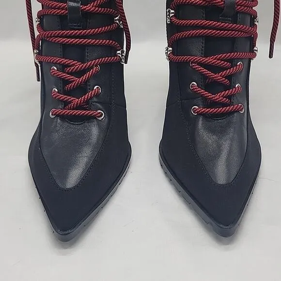 STEVE MADDEN KAREY ANKLE BOOTS BLACK SUEDE ZIP CLOSURE LACE-UPS 10 NWOB