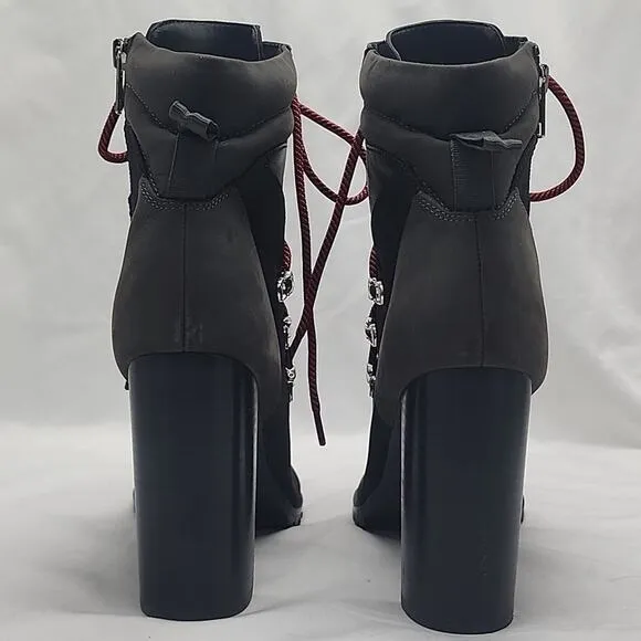 STEVE MADDEN KAREY ANKLE BOOTS BLACK SUEDE ZIP CLOSURE LACE-UPS 10 NWOB