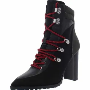 STEVE MADDEN KAREY ANKLE BOOTS BLACK SUEDE ZIP CLOSURE LACE-UPS 10 NWOB