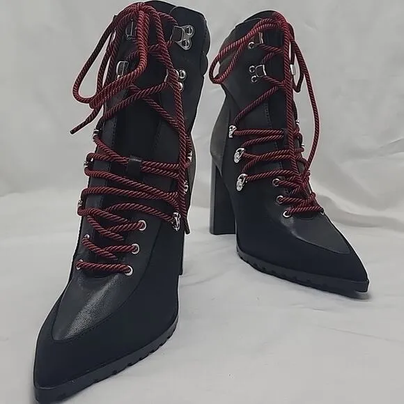 STEVE MADDEN KAREY ANKLE BOOTS BLACK SUEDE ZIP CLOSURE LACE-UPS 10 NWOB