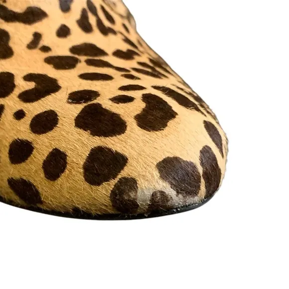 Steve Madden Leopard Stacked Heel Booties size 9M cow hair upper