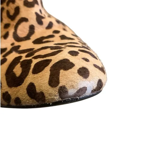 Steve Madden Leopard Stacked Heel Booties size 9M cow hair upper