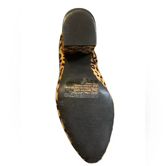 Steve Madden Leopard Stacked Heel Booties size 9M cow hair upper