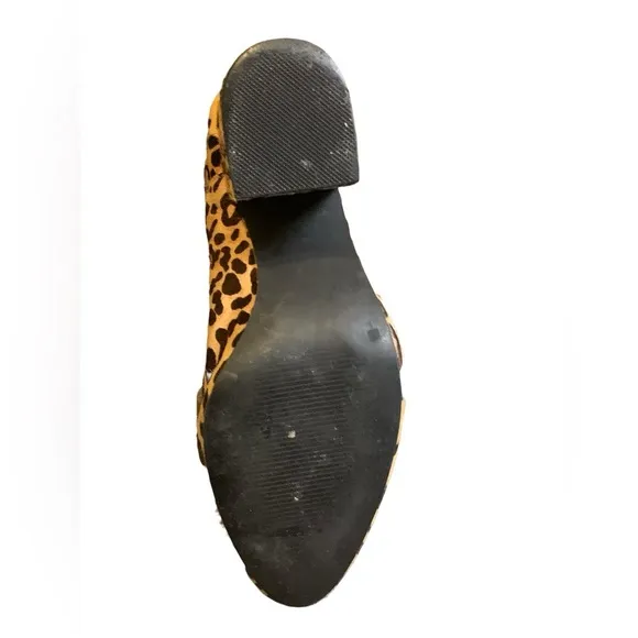 Steve Madden Leopard Stacked Heel Booties size 9M cow hair upper