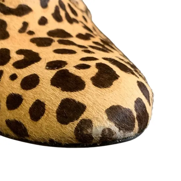 Steve Madden Leopard Stacked Heel Booties size 9M cow hair upper