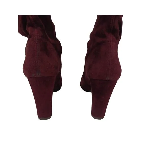 Stuart Weitzman BURGHANDY Over The Knee Boots Sz 8M Suede Leather Highland $980