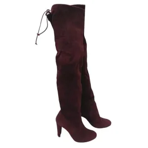 Stuart Weitzman BURGHANDY Over The Knee Boots Sz 8M Suede Leather Highland $980