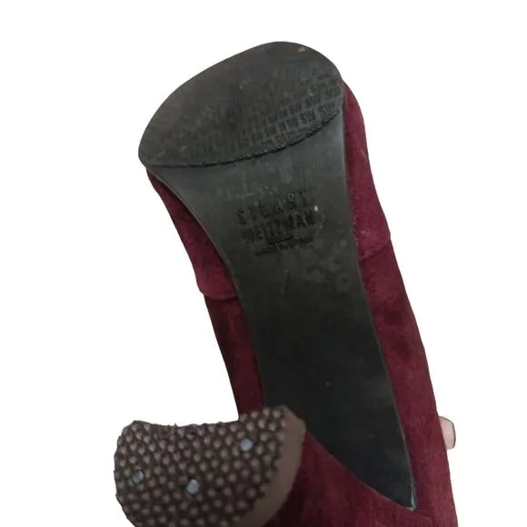 Stuart Weitzman BURGHANDY Over The Knee Boots Sz 8M Suede Leather Highland $980