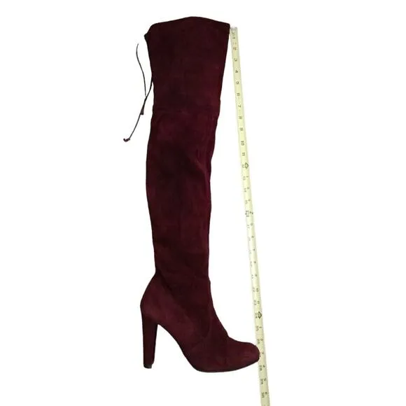 Stuart Weitzman BURGHANDY Over The Knee Boots Sz 8M Suede Leather Highland $980