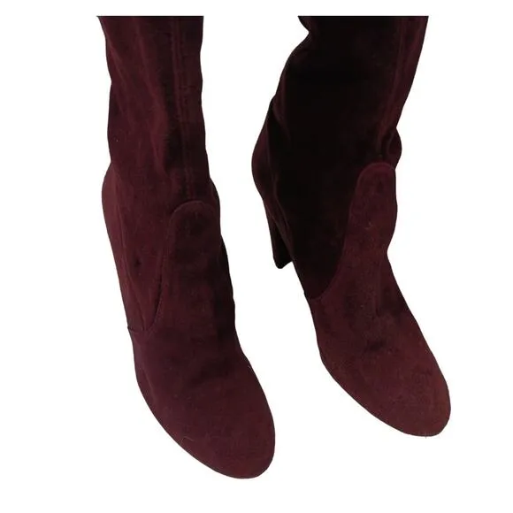 Stuart Weitzman BURGHANDY Over The Knee Boots Sz 8M Suede Leather Highland $980