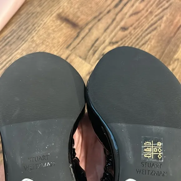 Stuart Weitzman Gabby scrunched patent ballet flat women shoes size 9