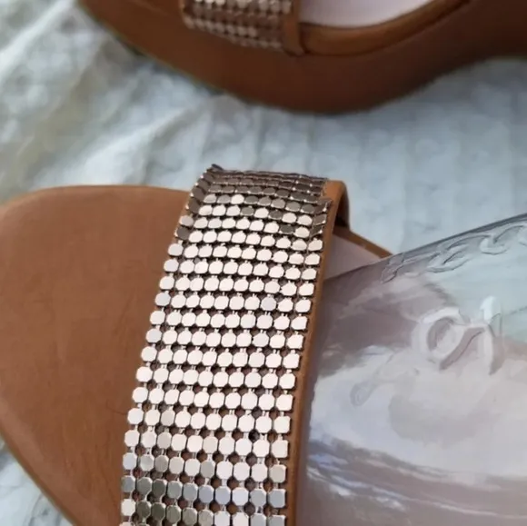 Stuart Weitzman  Leather and allumesh‎ sandals 9.5 NWD
