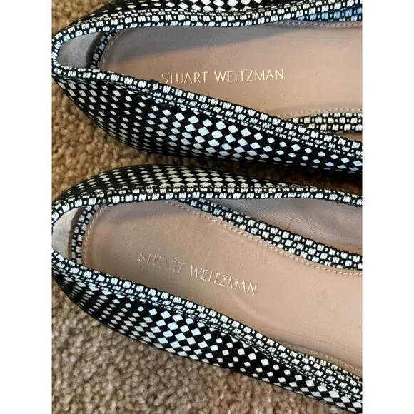 Stuart Weitzman LOVETAPA/BWH Optic Nappa Flats shoes  8M Black/White Plaid