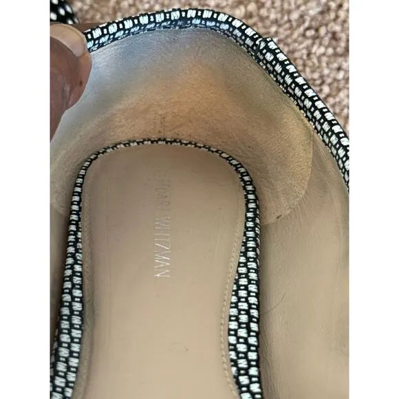 Stuart Weitzman LOVETAPA/BWH Optic Nappa Flats shoes  8M Black/White Plaid