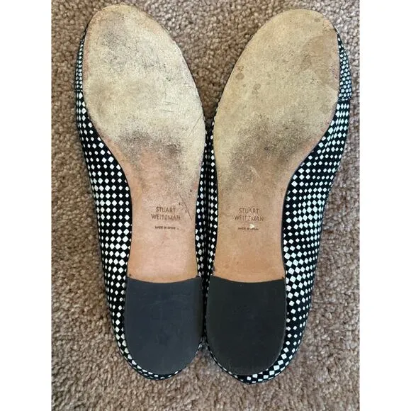 Stuart Weitzman LOVETAPA/BWH Optic Nappa Flats shoes  8M Black/White Plaid