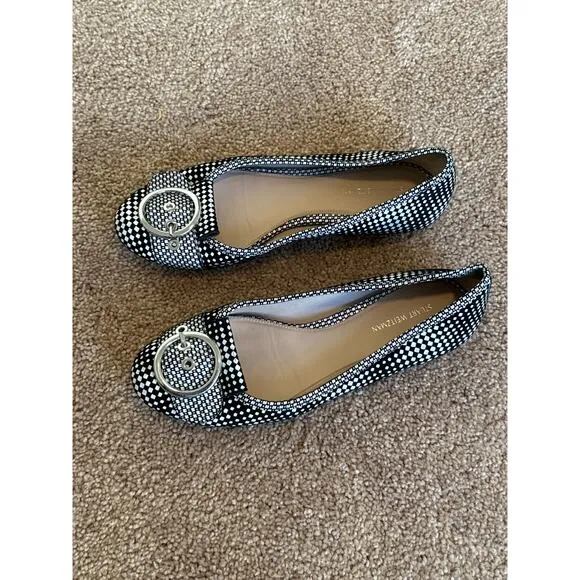 Stuart Weitzman LOVETAPA/BWH Optic Nappa Flats shoes  8M Black/White Plaid