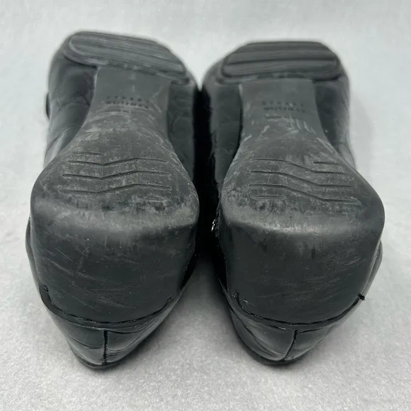 Stuart Weitzman Patent Leather Loafer Black Croc Embossed Moc Toe Flat 7N,Narrow