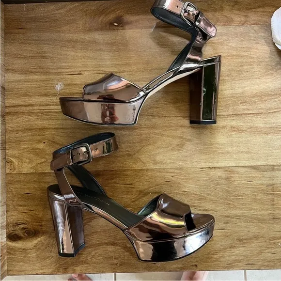 Stuart Weitzman Silver Platform Sandals