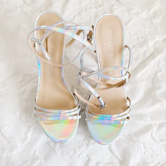 Stuart Weitzman Soiree Iridiscent Platform Sandals Size 9