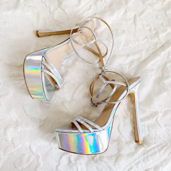 Stuart Weitzman Soiree Iridiscent Platform Sandals Size 9