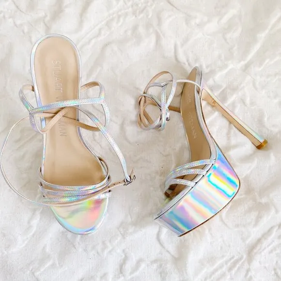 Stuart Weitzman Soiree Iridiscent Platform Sandals Size 9