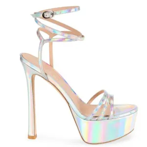 Stuart Weitzman Soiree Iridiscent Platform Sandals Size 9