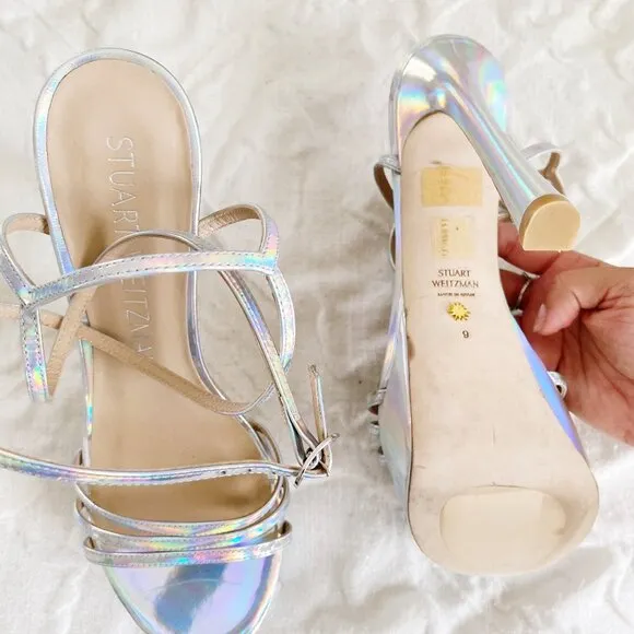 Stuart Weitzman Soiree Iridiscent Platform Sandals Size 9