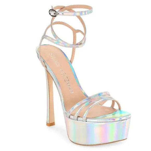 Stuart Weitzman Soiree Iridiscent Platform Sandals Size 9
