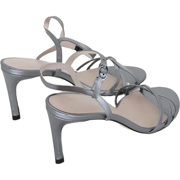 Stuart Weitzman Starla 80 Ankle Strap Sandal Gunmetal Metallic Heel 8.5 US