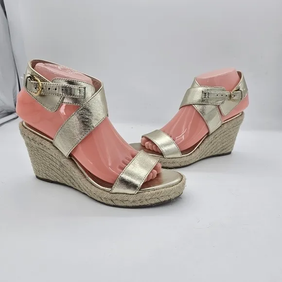 Stuart Weitzman Wedge Sandals Lexia Leather Ankle Strap Shoes Women’s 7 $375