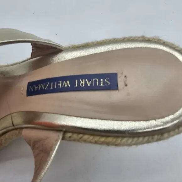 Stuart Weitzman Wedge Sandals Lexia Leather Ankle Strap Shoes Women’s 7 $375