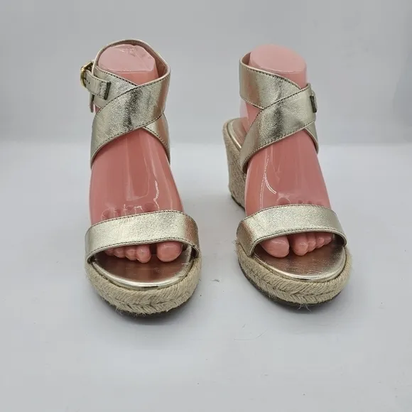 Stuart Weitzman Wedge Sandals Lexia Leather Ankle Strap Shoes Women’s 7 $375
