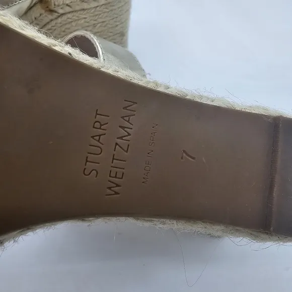 Stuart Weitzman Wedge Sandals Lexia Leather Ankle Strap Shoes Women’s 7 $375