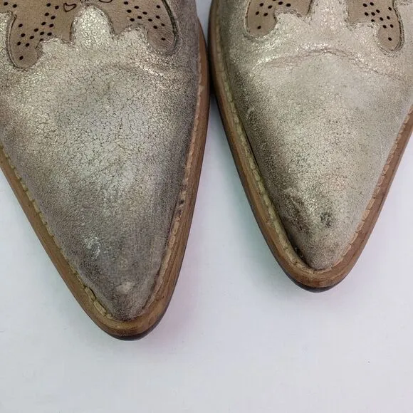 Sundance Womens Size EU 38 US 7 Tan Gold Leather Slip On Western Mule Shoes