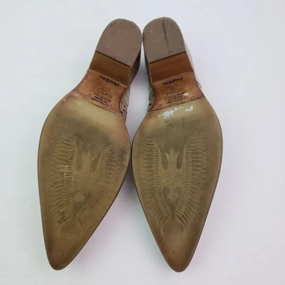 Sundance Womens Size EU 38 US 7 Tan Gold Leather Slip On Western Mule Shoes