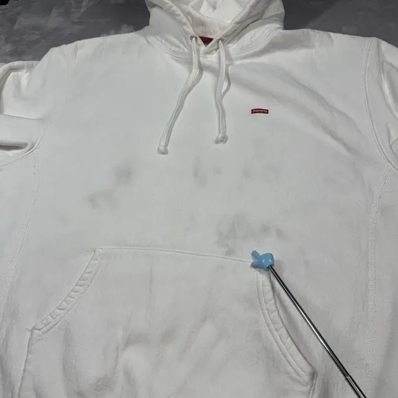 Supreme Small Box Logo Hooded Sweatshirt White Hoodie SIZE L *READ*
