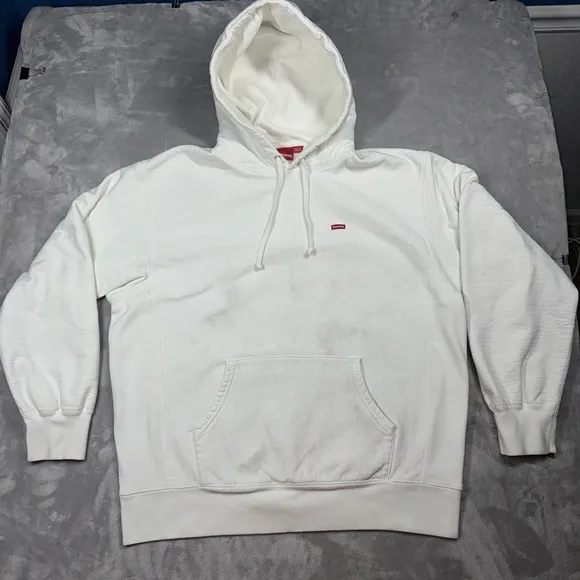 Supreme Small Box Logo Hooded Sweatshirt White Hoodie SIZE L *READ*