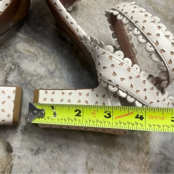 TABITHA SIMMONS LETICIA White Perforat Leather Eyelet Sandals Shoes Women’s 40